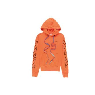 Off-White Pantaloni scurți sport pentru bărbați cu logo la talie, model Abstract Arrows, slim fit, spălați, cu aspect uzat, cu broderie geometrică, portocalii
