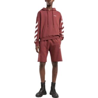 Off-White Pantaloni Scurți sport pentru bărbați FW22, culoare solidă, cu imprimeu logo, versiune standard, roșu