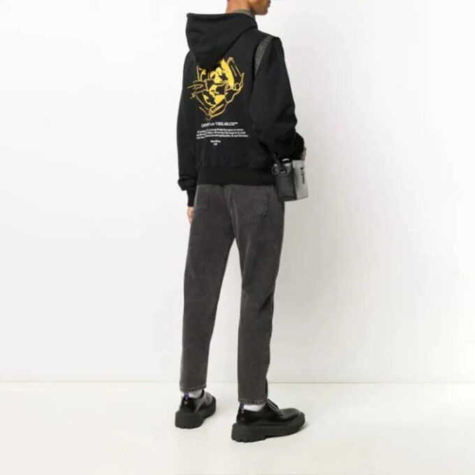 Off-White Pantaloni slim pentru bărbați cu imprimeu logo negru