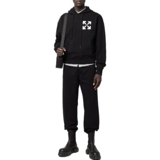 Off-White Pantaloni sport casual pentru bărbați FW22 cu imprimeu logo în spate, versiune cu picioare, negru