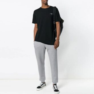 Off-White Pantaloni sport/pantaloni/joggers pentru bărbați SS21 cu șnur și logo săgeată galbenă, croială slim, gri Off-White Pantaloni sport/pantaloni/joggers pentru bărbați SS21 cu șnur și logo săgeată galbenă, croială slim, gri