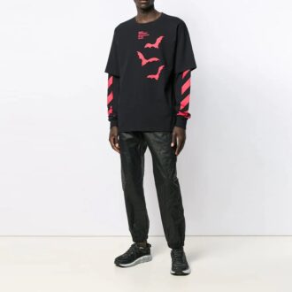 Off-White Pantaloni sport/pantaloni/joggers pentru bărbați SS21, talie elastică, culoare solidă, croială largă, negru Off-White Pantaloni sport/pantaloni/joggers pentru bărbați SS21, talie elastică, culoare solidă, croială largă, negru