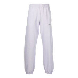 Off-White Pantaloni sport/pantaloni/pantaloni de jogging pentru bărbați SS22 cu imprimeu iconic din sârgă, versiune gri deschis