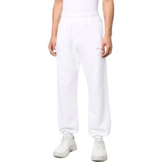 Off-White Pantaloni sport pentru bărbați SS22, culoare solidă, cu imprimeu săgeată, croială largă, alb Off-White Pantaloni sport pentru bărbați SS22, culoare solidă, cu imprimeu săgeată, croială largă, alb