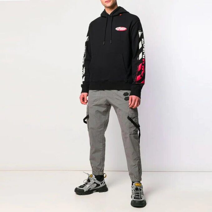 Off-White pentru bărbați, cu imprimeu, croială largă, negru