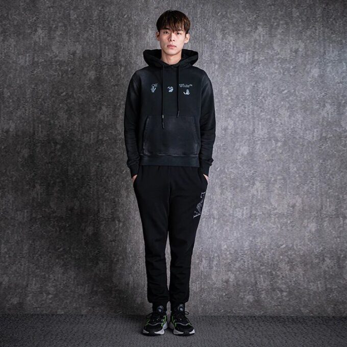 Off-White pentru bărbați, cu imprimeu, versiune standard, negru