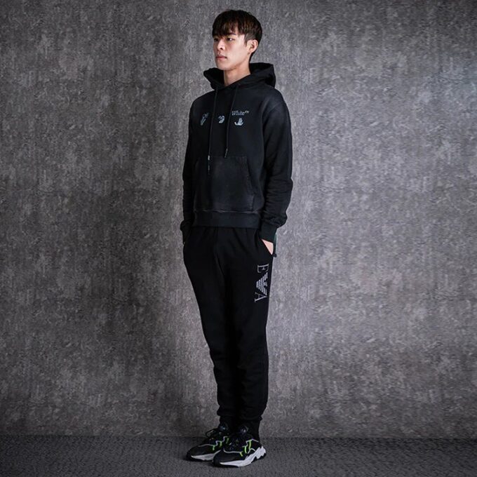 Off-White pentru bărbați, cu imprimeu, versiune standard, negru