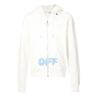 Off-White pentru bărbați cu logo și fermoar, alb Off-White pentru bărbați cu logo și fermoar, alb