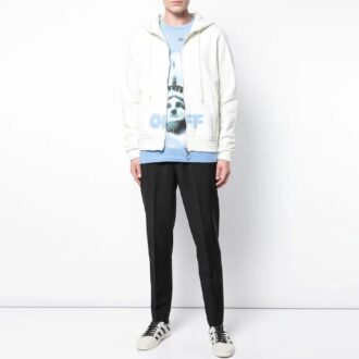 Off-White pentru bărbați cu logo și fermoar, alb Off-White pentru bărbați cu logo și fermoar, alb