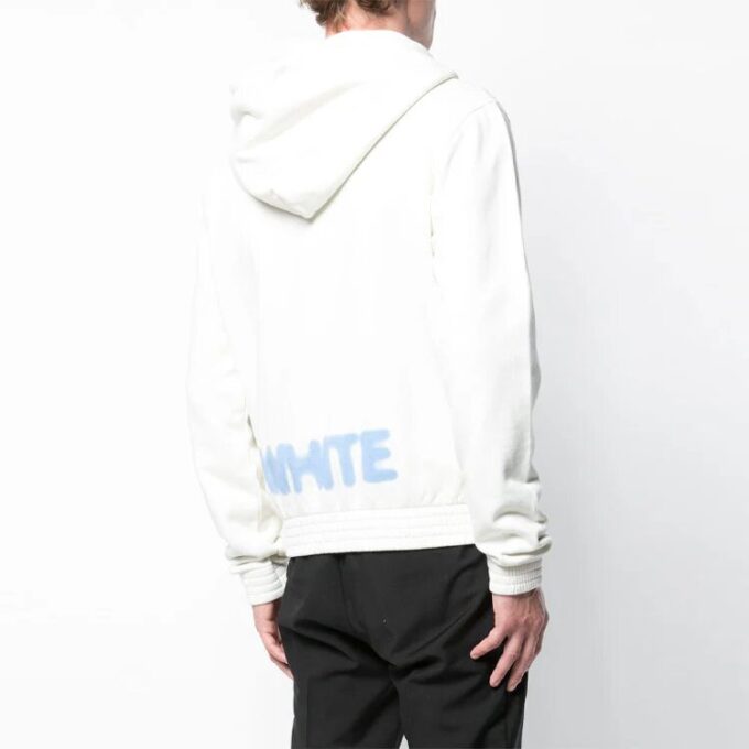 Off-White pentru bărbați cu logo și fermoar, alb