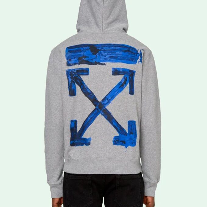 Off-White pentru bărbați din acril cu imprimeu cu săgeți multicolore, model slim, gri
