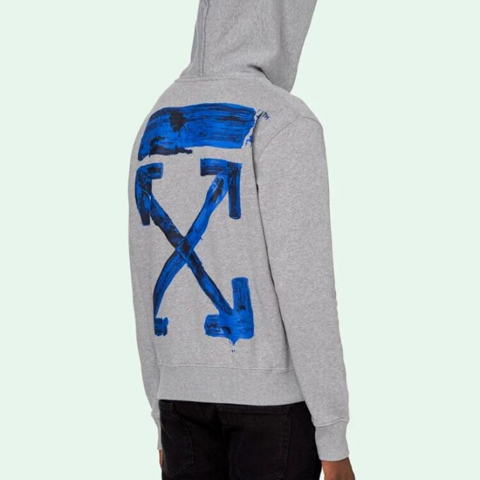 Off-White pentru bărbați din acril cu imprimeu cu săgeți multicolore, model slim, gri