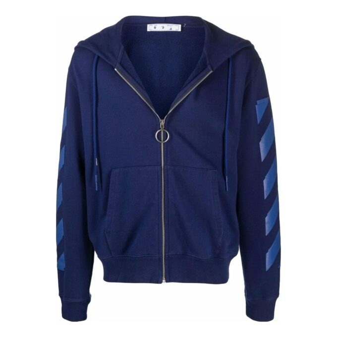 Off-White pentru bărbați FW21 cu dungi și fermoar, versiune standard, albastru