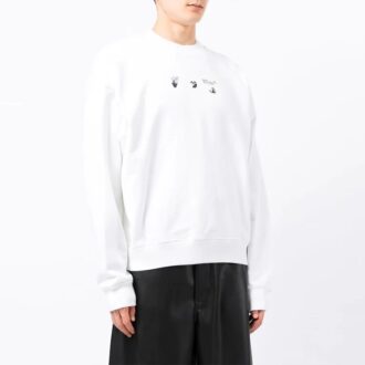 Off-White pentru bărbați FW21 cu model de Arrows, croială largă, alb Off-White pentru bărbați FW21 cu model de Arrows, croială largă, alb