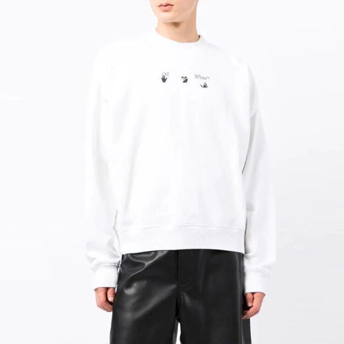 Off-White pentru bărbați FW21 cu model de Arrows, croială largă, alb