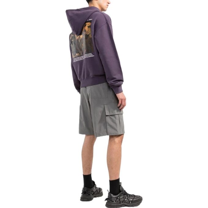 Off-White pentru bărbați FW22 cu imprimeu cu personaje și slogan, violet