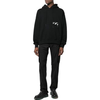 Off-White pentru bărbați FW22, culoare uni, imprimeu cu logo, șnur, toamnă, negru Off-White pentru bărbați FW22, culoare uni, imprimeu cu logo, șnur, toamnă, negru