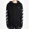 Off-White pentru bărbați, imprimeu pictat, model cu săgeți, fermoar, negru clasic
