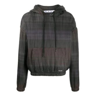 Off-White pentru bărbați SS22 cu dungi, cu glugă și mâneci lungi, negru Off-White pentru bărbați SS22 cu dungi, cu glugă și mâneci lungi, negru