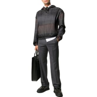 Off-White pentru bărbați SS22 cu dungi, cu glugă și mâneci lungi, negru Off-White pentru bărbați SS22 cu dungi, cu glugă și mâneci lungi, negru