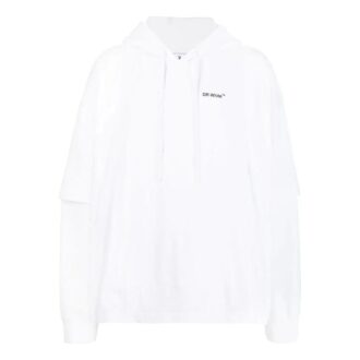 Off-White pentru bărbați SS22 cu imprimeu logo și model cu săgeți, cu glugă și mâneci lungi, alb Off-White pentru bărbați SS22 cu imprimeu logo și model cu săgeți, cu glugă și mâneci lungi, alb