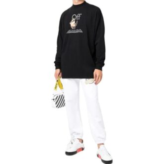 Off-White pentru bărbați SS22 cu imprimeu, mâneci lungi, negru Off-White pentru bărbați SS22 cu imprimeu, mâneci lungi, negru