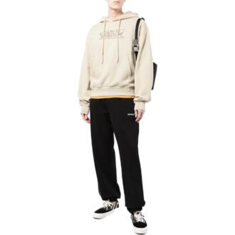 Off-White pentru bărbați SS22 cu logo brodat, din bumbac, cu glugă și mâneci lungi, versiune kaki Off-White pentru bărbați SS22 cu logo brodat, din bumbac, cu glugă și mâneci lungi, versiune kaki