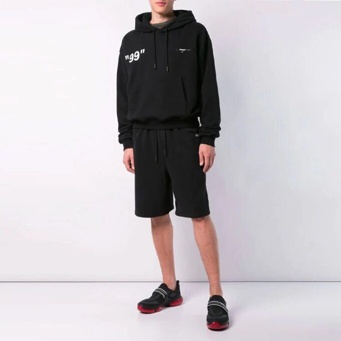 Off-White Pulover bărbați cu imprimeu pe spate, negru, lejer