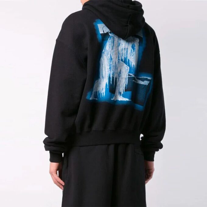 Off-White Pulover bărbați cu imprimeu pe spate, negru, lejer