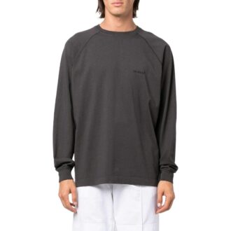 Off-White Pulover bărbătesc cu guler rotund, mâneci lungi și imprimeu logo, gri Off-White Pulover bărbătesc cu guler rotund, mâneci lungi și imprimeu logo, gri