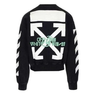 Off-White Pulover bărbătesc larg cu imprimeu negru Off-White Pulover bărbătesc larg cu imprimeu negru