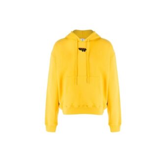 Off-White Pulover cu glugă pentru bărbați, imprimeu cu logo, galben Off-White Pulover cu glugă pentru bărbați, imprimeu cu logo, galben