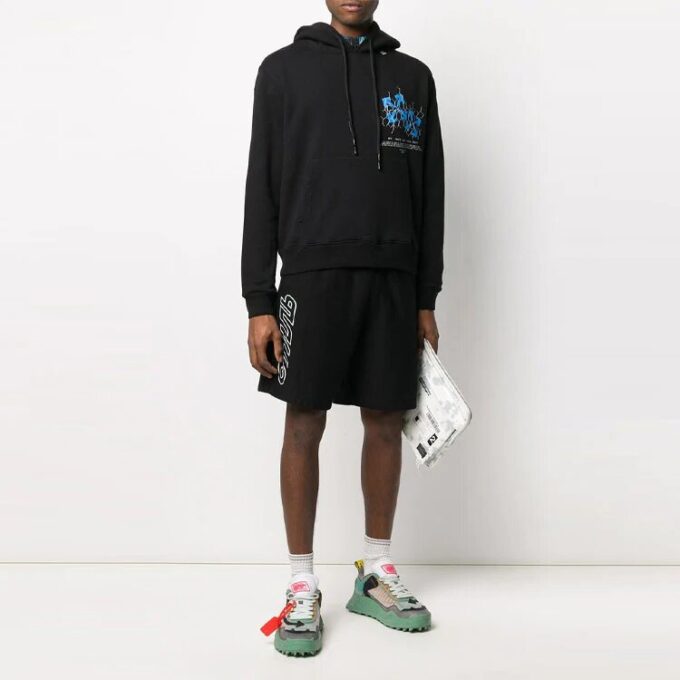 Off-White Pulover cu glugă pentru bărbați, model Arrow, negru