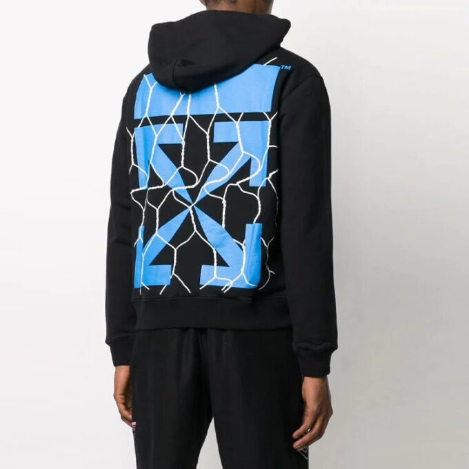 Off-White Pulover cu glugă pentru bărbați, model Arrow, negru