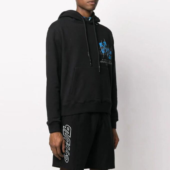 Off-White Pulover cu glugă pentru bărbați, model Arrow, negru