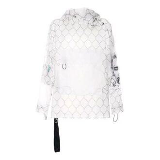 Off-White Pulover pentru bărbați cu detaliu buzunar, transparent, versiune obișnuită, alb Off-White Pulover pentru bărbați cu detaliu buzunar, transparent, versiune obișnuită, alb