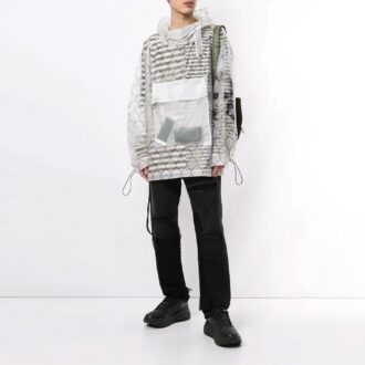 Off-White Pulover pentru bărbați cu detaliu buzunar, transparent, versiune obișnuită, alb Off-White Pulover pentru bărbați cu detaliu buzunar, transparent, versiune obișnuită, alb