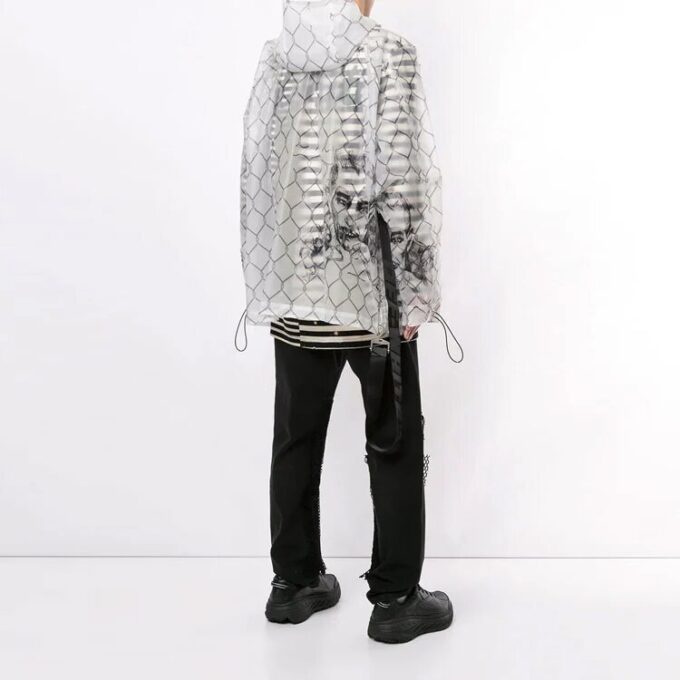 Off-White Pulover pentru bărbați cu detaliu buzunar, transparent, versiune obișnuită, alb