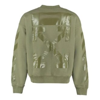 Off-White Pulover pentru bărbați FW21 cu model iconic cu săgeți, cu șnur, croială largă, verde
