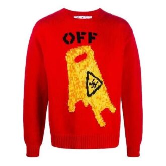 Off-White sporți pentru bărbați cu guler rotund, roșu Off-White sporți pentru bărbați cu guler rotund, roșu
