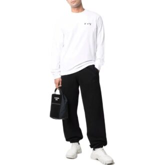Off-White Tricou alb cu mâneci lungi și guler rotund pentru bărbați, colecția SS22, cu logo Off-White Tricou alb cu mâneci lungi și guler rotund pentru bărbați, colecția SS22, cu logo