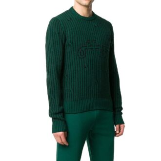 Off-White Tricou cu logo și dungi pentru bărbați, verde Off-White Tricou cu logo și dungi pentru bărbați, verde