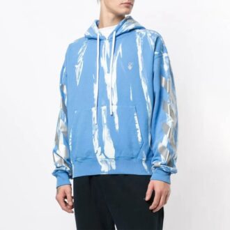 Off-White Tricou pentru bărbați cu săgeată reflectorizantă, albastru tie-dye Off-White Tricou pentru bărbați cu săgeată reflectorizantă, albastru tie-dye