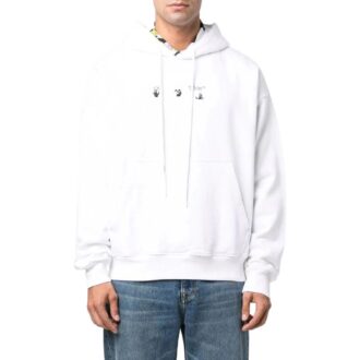 Off-White Tricou pentru bărbați FW22 cu glugă, mâneci lungi, alb Off-White Tricou pentru bărbați FW22 cu glugă, mâneci lungi, alb