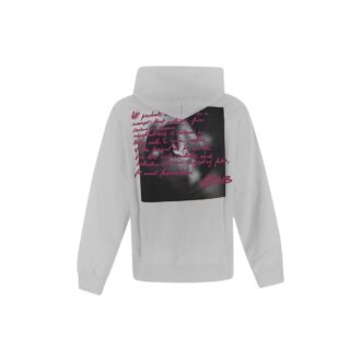 Off-White Tricou pentru bărbați FW22 cu imprimeu cu litere pe piept, mâneci lungi, gri deschis Off-White Tricou pentru bărbați FW22 cu imprimeu cu litere pe piept, mâneci lungi, gri deschis
