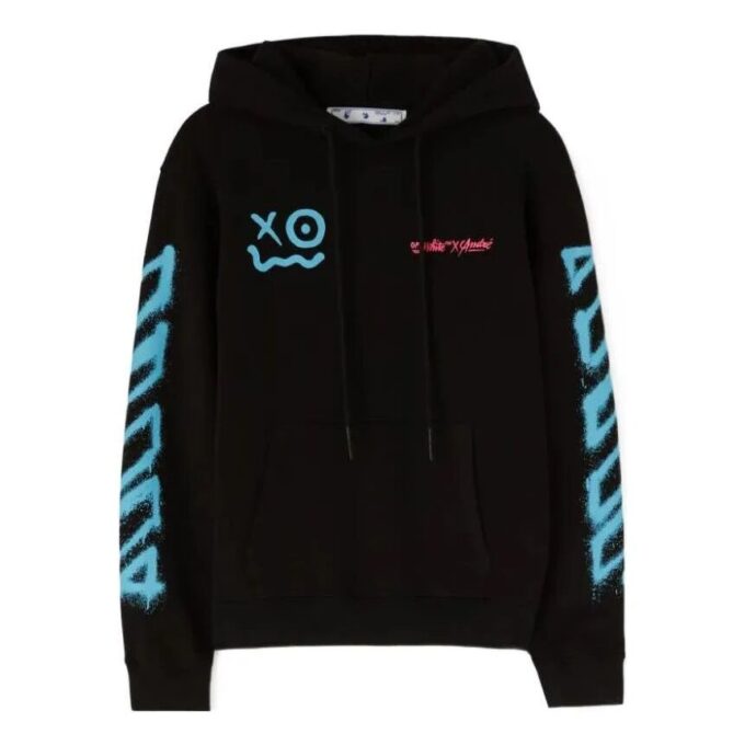 Off-White x Andr / Tricou unisex negru cu imprimeu zâmbitor