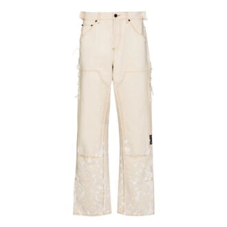 Off-White x Browns 50 Carpenter Pantaloni albi retro largi pentru bărbați Off-White x Browns 50 Carpenter Pantaloni albi retro largi pentru bărbați
