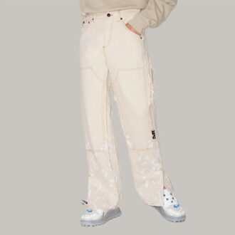 Off-White x Browns 50 Carpenter Pantaloni albi retro largi pentru bărbați Off-White x Browns 50 Carpenter Pantaloni albi retro largi pentru bărbați