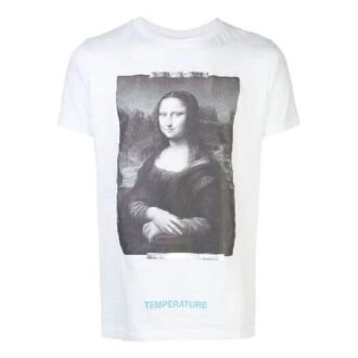 Off-White x MCA Crossover Pulover cu guler rotund și imprimeu Mona Lisa, mâneci scurte, croială slim, alb Off-White x MCA Crossover Pulover cu guler rotund și imprimeu Mona Lisa, mâneci scurte, croială slim, alb