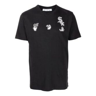 Off-White x New Era x MLB Crossover SS22 Pantaloni Scurți cu imprimeu logo, mânecă scurtă, versiune standard, negru Off-White x New Era x MLB Crossover SS22 Pantaloni Scurți cu imprimeu logo, mânecă scurtă, versiune standard, negru